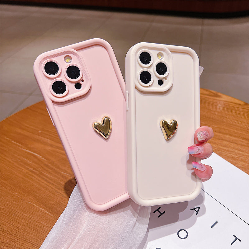 3D Gold Heart Silicone Soft Phone Case For iPhone